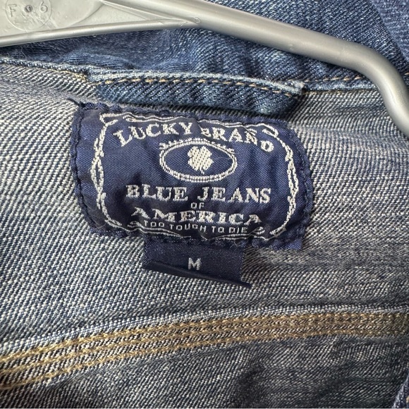 Lucky brand jacket jean coat denim button up logo buttons soft stretchy blue - Picture 7 of 10